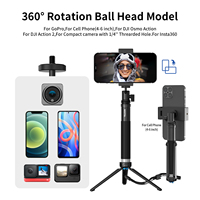 TELESIN do GoPro Selfie Stick obrót o 360 ° + składany statyw na telefon Monopod ze stopu aluminium do smartfona DJI Insta360 2